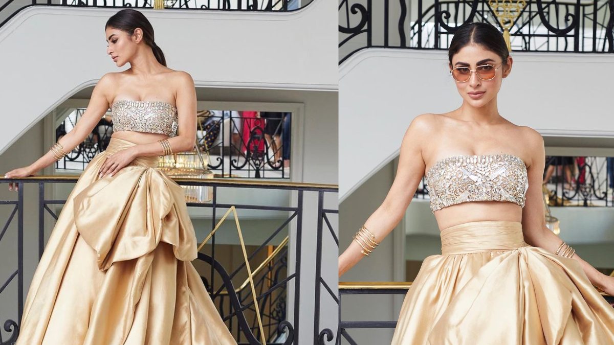 Mouni Roy Casts a Spell in an Embellished Bustier and Golden Skirt at Cannes 2023: See Photos